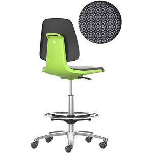 Arbeitsdrehstuhl LABSIT, Hochstuhl mit Sitz-Stopp-Rollen und Fußring, Sitz Supertec, grün bimos