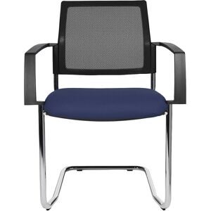Netz-Stapelstuhl, Freischwinger, VE 2 Stk, Sitz blau, Gestell chrom Topstar