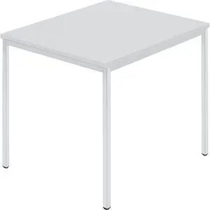 kaiserkraft Rechtecktisch, Vierkantrohr beschichtet, BxT 800 x 800 mm, grau / grau