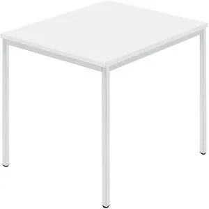kaiserkraft Rechtecktisch, Vierkantrohr beschichtet, BxT 800 x 800 mm, weiß / grau