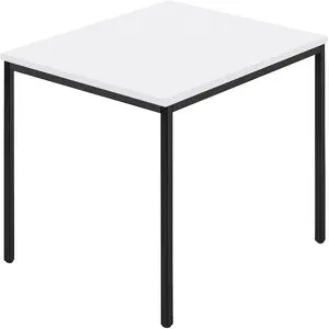 kaiserkraft Rechtecktisch, Vierkantrohr beschichtet, BxT 800 x 800 mm, weiß / anthrazit