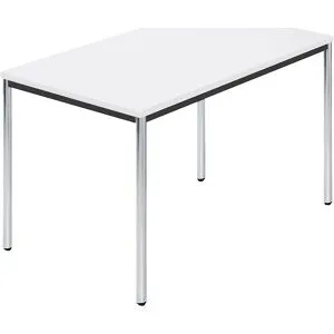 kaiserkraft Rechtecktisch, Rundrohr verchromt, BxT 1200 x 800 mm, weiß