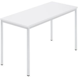 kaiserkraft Rechtecktisch, Vierkantrohr beschichtet, BxT 1200 x 600 mm, weiß / grau