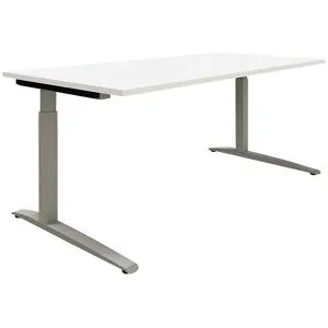 P12 - Schreibtisch, weiß / alusilber, C-Fuß-Gestell, manuell höhenverstellbar, BxT 2000 x 800 mm eurokraft pro