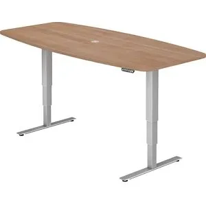 Schreibtisch Office Braun Holz 220 cm - Farbe: Nussbaum - Material: Holzwerkstoff - Schreibtisch
