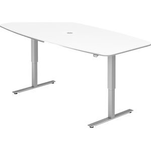 Schreibtisch Office Weiss Holz 220 cm - Material: Holzwerkstoff - Schreibtisch
