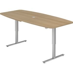 Schreibtisch Office Braun Holz 220 cm - Farbe: eiche - Material: Holzwerkstoff - Schreibtisch