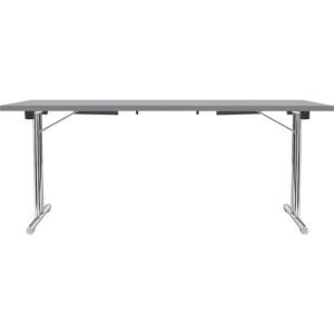 kaiserkraft Klapptisch mit Doppel-T-Fußgestell, Gestell aus Stahlrundrohr, verchromt, lichtgrau/anthrazit, BxT 1800 x 800 mm