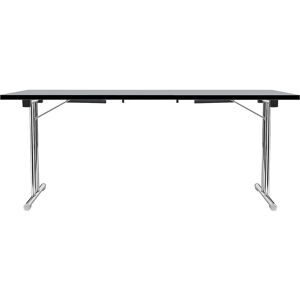 kaiserkraft Klapptisch mit Doppel-T-Fußgestell, Gestell aus Stahlrundrohr, verchromt, lichtgrau/schwarz, BxT 1800 x 800 mm