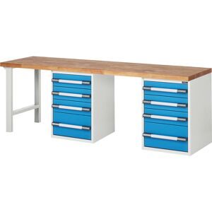 Werkbank, Baukastensystem Serie 7000, 8 Schubladen, extrabreit, BxT 2500 x 700 mm eurokraft pro