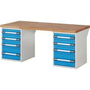 Werkbank, Baukastensystem Serie 7000, 8 Schubladen, BxT 2000 x 900 mm eurokraft pro