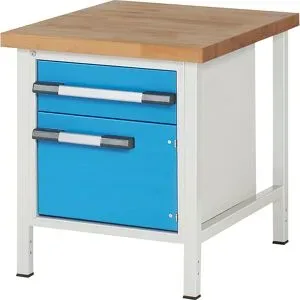 Werkbank, Gestellbauweise Serie 8000, 1 Schublade 180 mm, 1 Tür 360 mm, BxT 750 x 900 mm eurokraft pro