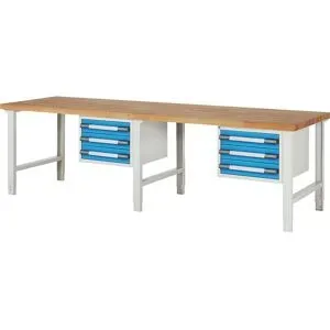Werkbank, Baukastensystem Serie 7000, 6 Schubladen, BxT 3000 x 900 mm eurokraft pro