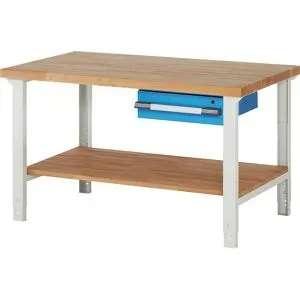 Werkbank, Baukastensystem Serie 7000, 1 Schublade, 1 Ablageboden, BxT 1500 x 900 mm eurokraft pro