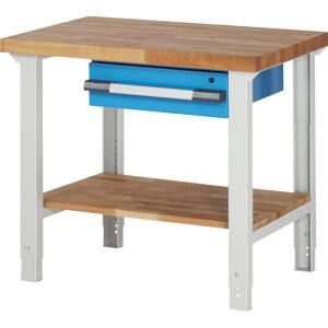 Werkbank, Baukastensystem Serie 7000, 1 Schublade, 1 Ablageboden, BxT 1000 x 700 mm eurokraft pro