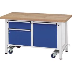 Kompaktwerkbank, fahrbar, fahrbar, mit 1 Schublade und 2 Schränken, Breite 1500 mm ANKE
