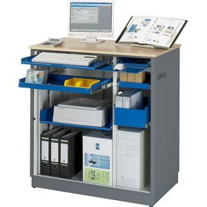 Computer-Arbeitsplatz, HxBxT 1100 x 1030 x 660 mm, anthrazit-metallic / enzianblau RAU
