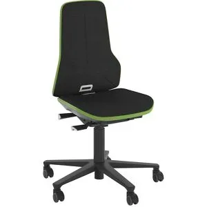 NEON Arbeitsdrehstuhl, Rollen, Synchronmechanik, Stoff, Flexband grün bimos