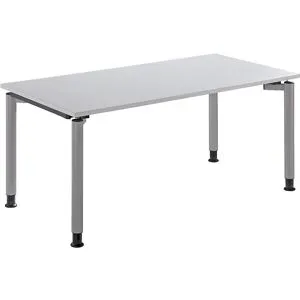 kaiserkraft THEA - Schreibtisch mit 4-Fußgestell, Höhe 680 - 820 mm, Breite 1600 mm, lichtgrau