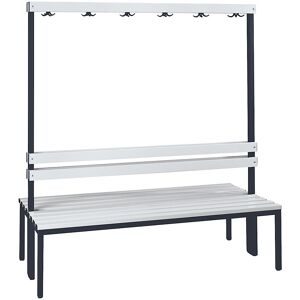 Umkleidebank mit Lehne, doppelseitig, PVC-Leisten, Länge 1500 mm Wolf