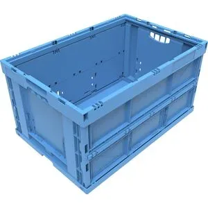kaiserkraft Faltbox aus Polypropylen, Volumen 65 l, Ausführung geschlossen, blau, ohne Deckel, stapelbar