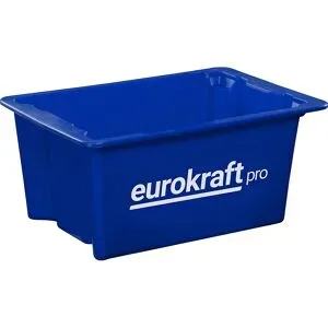 Drehstapelbehälter aus lebensmittelechtem Polypropylen, Volumen 34 l, VE 3 Stk, Wände und Boden geschlossen, blau eurokraft pro