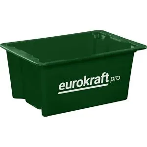 Drehstapelbehälter aus lebensmittelechtem Polypropylen, Volumen 34 l, VE 3 Stk, Wände und Boden geschlossen, grün eurokraft pro