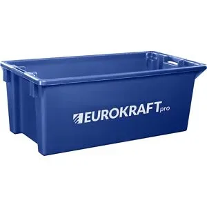 Drehstapelbehälter aus lebensmittelechtem Polypropylen, Volumen 13 l, VE 4 Stk, Wände und Boden geschlossen, blau eurokraft pro