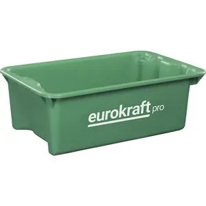 Drehstapelbehälter aus lebensmittelechtem Polypropylen, Volumen 13 l, VE 4 Stk, Wände und Boden geschlossen, grün eurokraft pro