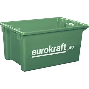 Drehstapelbehälter aus lebensmittelechtem Polypropylen, Volumen 70 l, VE 2 Stk, Wände und Boden geschlossen, grün eurokraft pro