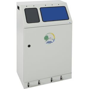 kaiserkraft Wertstoffsammler, Stahl, Volumen 60 + 30 l, DUPLEX, 2 Innenbehälter, mit Pedal