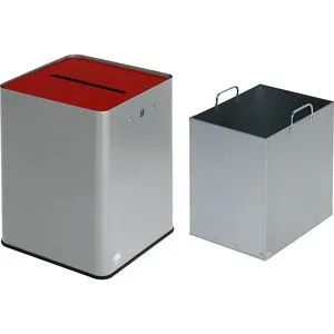 Datenschutz Papiersammler, 43 l, DSGVO-konform, silber / rot VAR