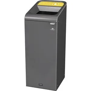 Recyclingstation Rubbermaid Configure, für Kunststoff, 87 l, Magnetverbindung, B 495 x T 489 x H 975 mm, gelb