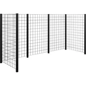 kaiserkraft Mülltonnenabtrennung, Stahlspalier, LxBxH 2880 x 990 x 1470 mm, schwarz
