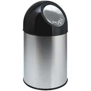kaiserkraft Push-Mülleimer, Stahl, Volumen 30 l, verzinkter Innenbehälter, Edelstahl, ab 2 Stk