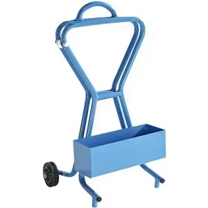 kaiserkraft Bandabroller für Stahlband, für Spezialspule, Bandbreite 16 mm, fahrbar, mit Ablagefach