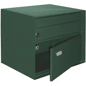 kaiserkraft Briefkasten, BxHxT 390 x 315 x 310 mm, Stahlblech, pulverbeschichtet, moosgrün