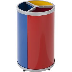 Wertstoffsammler, rund, Volumen 3 x 30 l, HxØ 720 x 420 mm, gelb, blau, rot VAR
