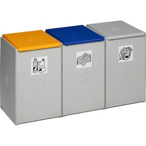 Wertstoffsammler aus Kunststoff, Station mit je 60 l Volumen, 3-fach-Sammler VAR