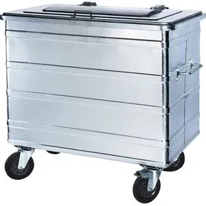 kaiserkraft Müllcontainer aus Stahl mit Seitengriffen, Volumen 800 l, BxHxT 1300 x 1250 x 850 mm, feuerverzinkt, ab 5 Stk