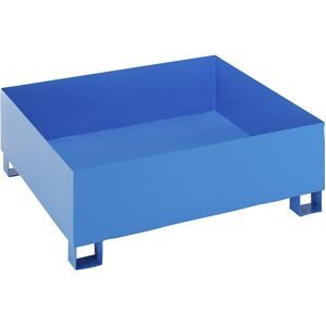Stahl-Auffangwanne für 200-l-Fässer, LxBxH 1200 x 1200 x 415 mm, mit Zulassung, blau pulverbeschichtet, ohne Gitterrost eurokraft basic