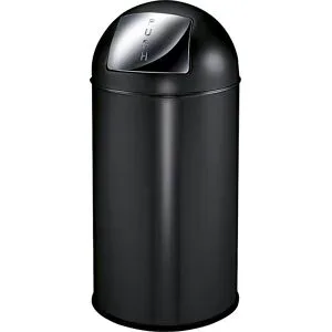 Push-Mülleimer, Stahl, Volumen 40 l, HxØ 740 x 350 mm, schwarz, matt EKO