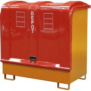Gefahrstoffdepot mit GfK-Haube, für 2 x 200-l-Fässer, lackiert eurokraft pro