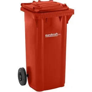 Mülltonne aus Kunststoff DIN EN 840, Volumen 120 l, BxHxT 505 x 1005 x 555 mm, rot, ab 5 Stk eurokraft pro