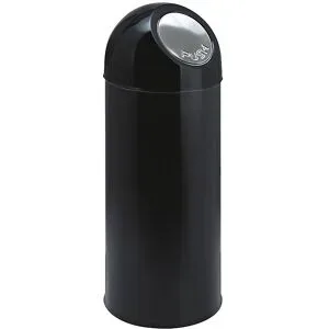 kaiserkraft Push-Mülleimer, Stahl, Volumen 55 l, verzinkter Innenbehälter, schwarz