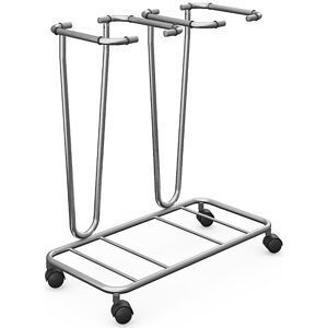 kaiserkraft Müllsackständer ohne Deckel, für Volumen 2 x 70 l, Fahrgestell, Edelstahl