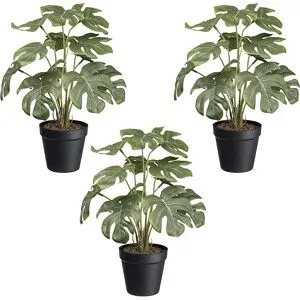 kaiserkraft Künstliche Pflanze Splitphilodendron, Kunststofftopf, VE 3 Stk, Höhe 380 mm