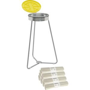 Müllsackhalter mit Abfallsäcken, Volumen 120 l, 10 Rollen à 25 Stk, Deckel gelb, Abfallsäcke transparent, ab 3 Stk eurokraft basic