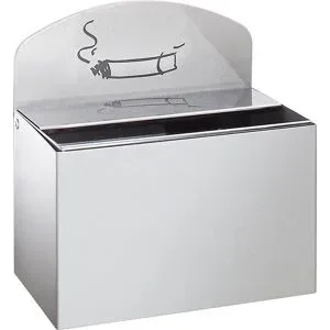 Wandascher mit Hinweisschild, HxBxT 87 x 140 x 98 mm, Stahlblech, silber VAR