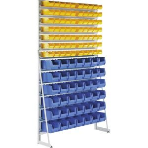 Ständerkleinteileregal mit Sichtlagerkästen, einseitig, mit 140 Sichtlagerkästen eurokraft pro